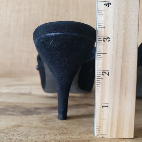 NWT $378 Tory Burch Black Suede Georgina Stud Kitten Heel Mule Sandal Size 8.5 - Picture 7 of 14